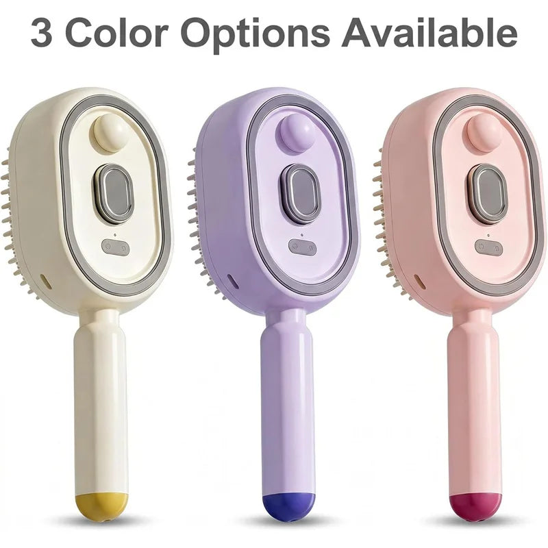 5 in 1 Rechargeable Hair Straightener Brush with Detangling Comb, Self-Cleaning Anti-Tangle Steam Massage Comb,Soft Round Teeth Massage Scalp with Built-In Water Spray