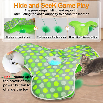 Interactive Cat Toys,Moving Concealed Feathers Toy for Indoor Cats