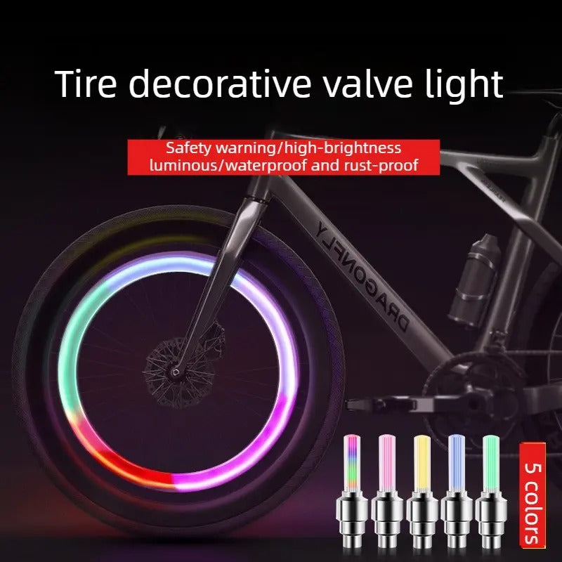 Bicycle valve cap light，multi-color warning atmosphere light