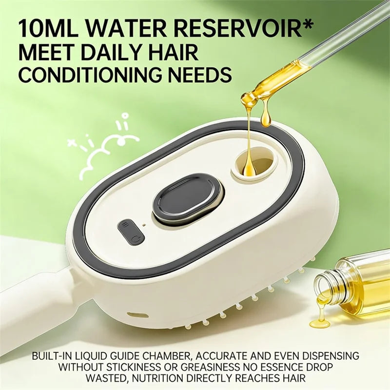5 in 1 Rechargeable Hair Straightener Brush with Detangling Comb, Self-Cleaning Anti-Tangle Steam Massage Comb,Soft Round Teeth Massage Scalp with Built-In Water Spray