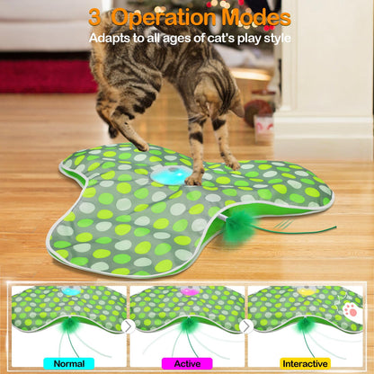 Interactive Cat Toys,Moving Concealed Feathers Toy for Indoor Cats