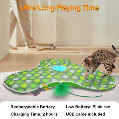 Interactive Cat Toys,Moving Concealed Feathers Toy for Indoor Cats