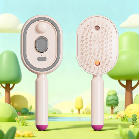 5 in 1 Rechargeable Hair Straightener Brush with Detangling Comb, Self-Cleaning Anti-Tangle Steam Massage Comb,Soft Round Teeth Massage Scalp with Built-In Water Spray