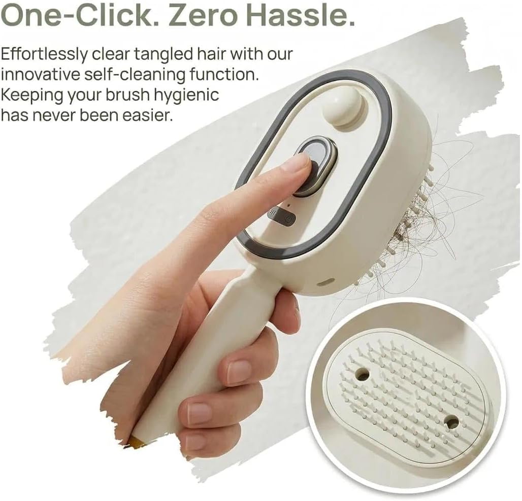 5 in 1 Rechargeable Hair Straightener Brush with Detangling Comb, Self-Cleaning Anti-Tangle Steam Massage Comb,Soft Round Teeth Massage Scalp with Built-In Water Spray