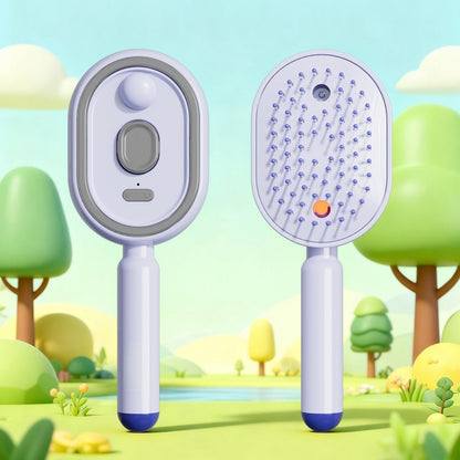 5 in 1 Rechargeable Hair Straightener Brush with Detangling Comb, Self-Cleaning Anti-Tangle Steam Massage Comb,Soft Round Teeth Massage Scalp with Built-In Water Spray